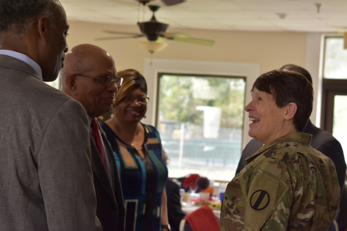 Lt. Gen. Gervais speaks with the members of the HRC ROCKS.