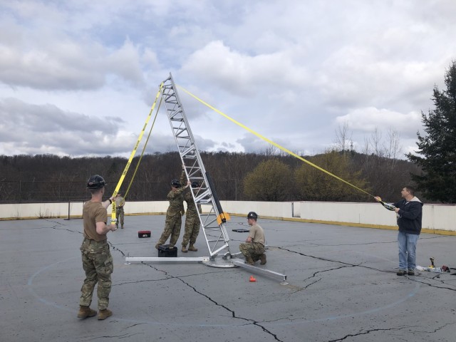 U.S. Military Academy Space Engineering and Research Rocket Program cadets setup a two-staged rocket March 26, 2022 at West Point. The cadets goal was to reach the Karman Line (100km in altitude).

