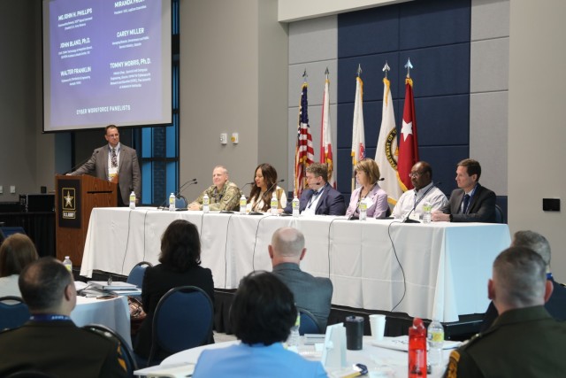 Members of the U.S. Army and educators announce the implementation of the Cyber Junior Reserve Officers&#39; Training Corps (JROTC) Pilot Program opening event at the University of Alabama in Huntsville, Ala. April 26-27.