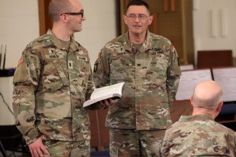Lineage of faith unites father, son in Chaplain Corps service