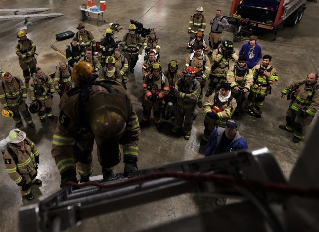 Fort Knox Middle High School seniors participating in the 150-hour firefighter certification program attend a multi-department specialized training event Jan. 15, 2022.