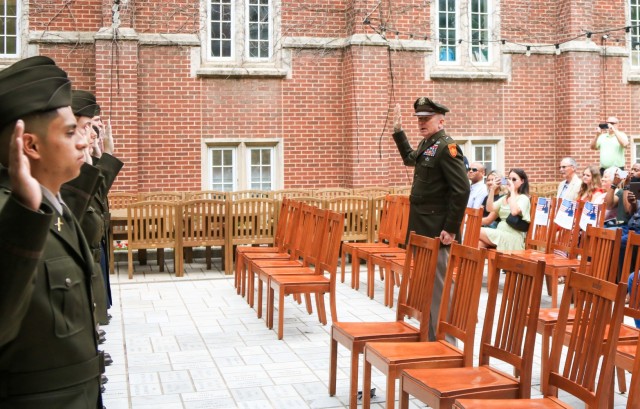 Artillery commandant administers Oath of Office to new officers