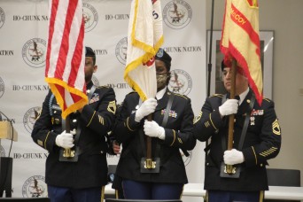 An Army Color Guard from Fort McCoy is shown May 10, 2022, during a special signing ceremony for a memorandum/agreement between the Ho-Chunk Nation and...