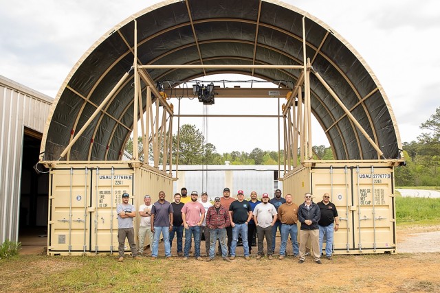 10 members of the forward repair activity team constructed one of the new self-contained maintenance facilities. These teammates will now be certified to construct the facilities, operated the lift system and train others to do the same.
