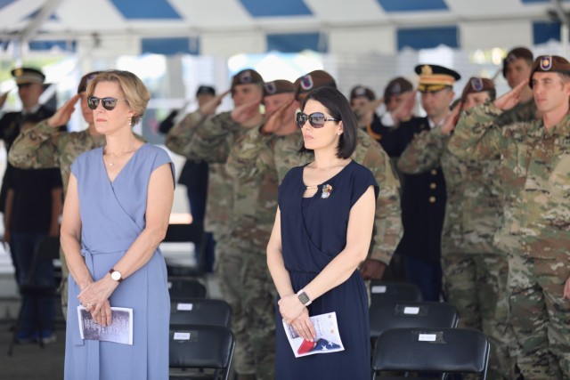 Community members pay their respects to the fallen during a U.S. Army Japan Memorial Day ceremony on May 30, 2022, at Camp Zama, Japan.