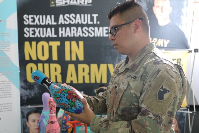 Camp Zama Soldier creatively designs bowling pin, conveys SAAPM messages
