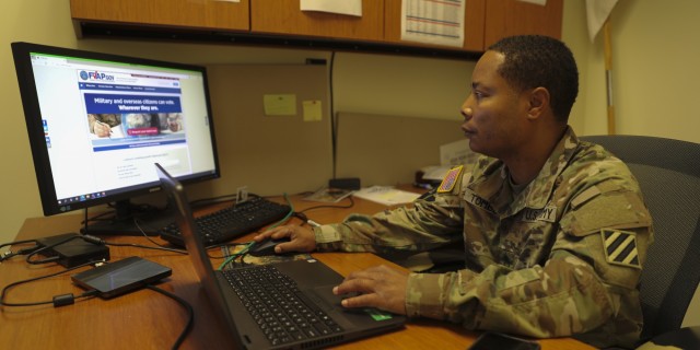 Dogface Soldier browses the FVAP website