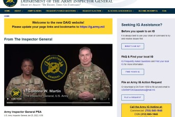 Army Inspector General announces new website