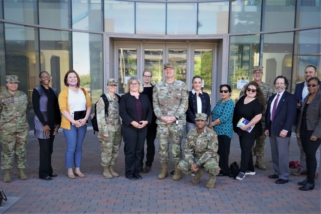 U.S. Army Tank-automotive and Armaments Command leaders and team members gather for a group photo prior to the start of the command’s first ever Talent Development Program seminar in partnership with Wayne State University’s Law School June 8.