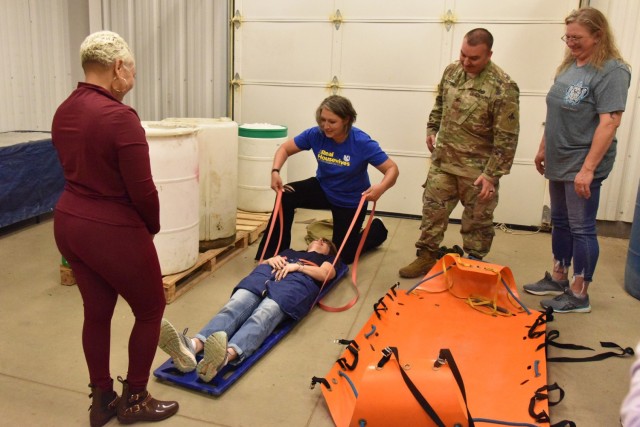 A spouse’s event on Monday showcases aspects of the training Chemical, Biological, Radiological and Nuclear Soldiers go through and some of the equipment they use. About 25 CBRN spouses participated in the hands-on event that included visits to the Lt. Joseph Terry CBRN First Responder Training Facility and the John B. Mahaffey Museum Complex. 