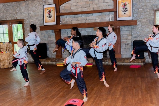 Students from Jeong’s Yong In Martial Arts of Madison demonstrate Taekwondo.   