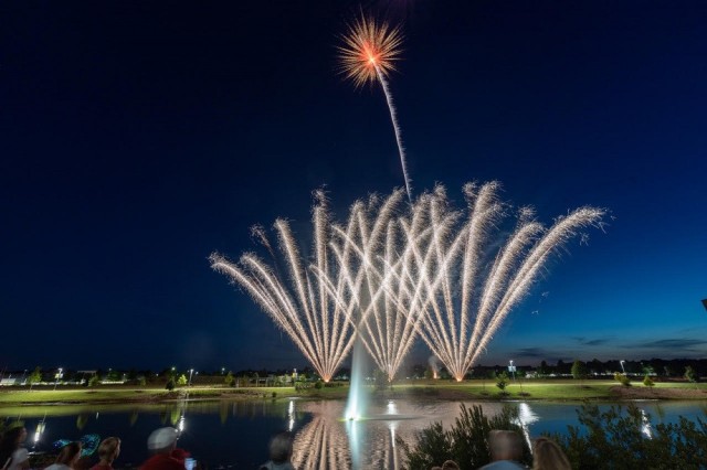 Fireworks culminate Saturday’s celebration at Redstone Gateway.
