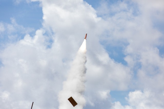 The first PAC-2 Patriot Interceptor missile launches