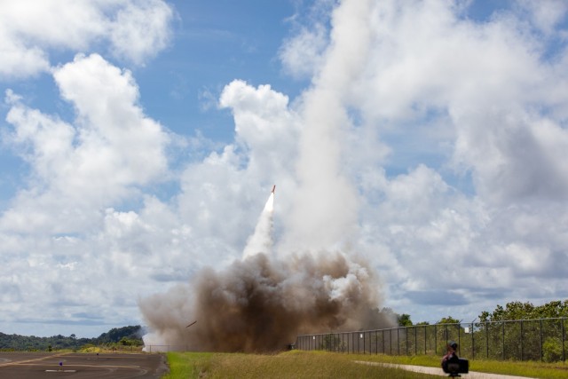 The first PAC-2 Patriot Interceptor missile launches