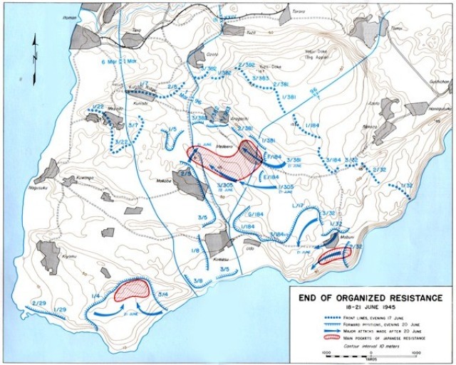Last Battle of Okinawa campaign map. 