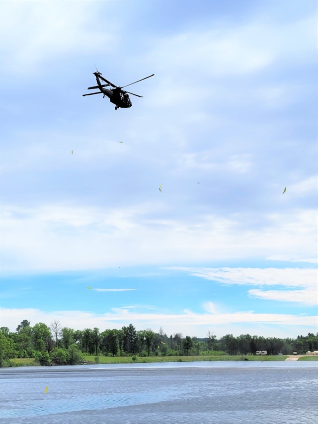 Wisconsin Guard UH-60 Soldiers hold live-hoist, medical-evacuation training at Fort McCoy