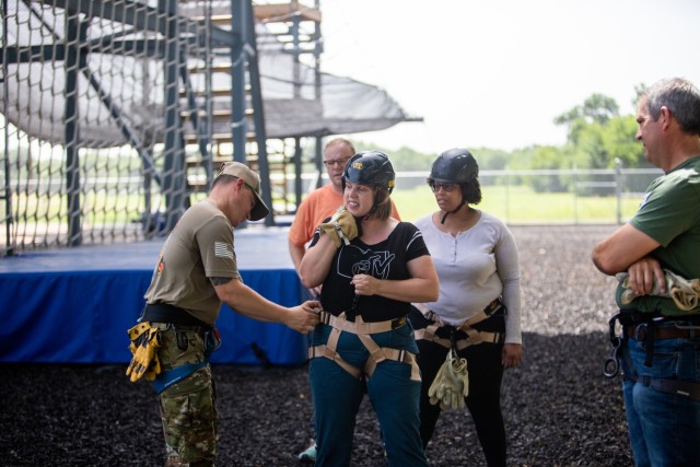 Leadership Oklahoma rappels down Fort Sill tower
