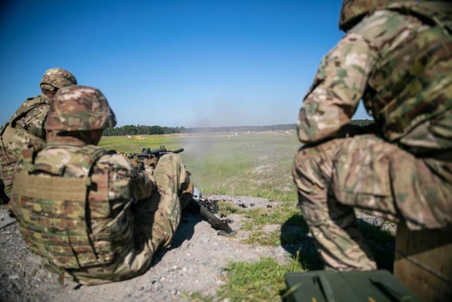 Georgia Army National Guard Soldiers familiarize themselves with the M2 machine gun during an Exportable Combat Training Capabilities exercise June 22, 2022, at Fort Stewart, Georgia. The exercise included some 4,400 brigade personnel from...