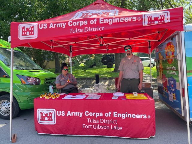 Fort Gibson Lake staff participated in the annual Fort Gibson Sweet Corn Festival to raise awarnes on water safety
