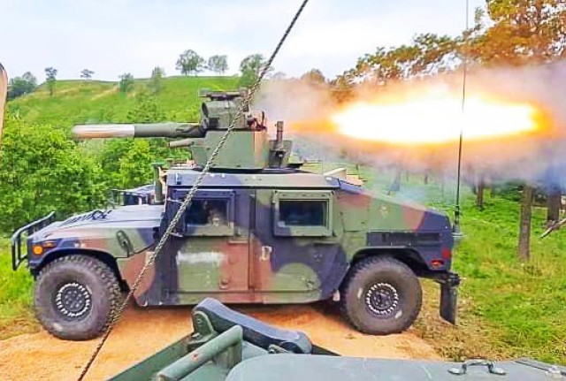 Wisconsin Army National Guard Soldiers from the 1st Squadron, 105th Cavalry Regiment, fire a Tube-launched Optically-tracked Wire-guided anti-tank missile during training June 10, 2022, at Fort McCoy, Wis. (Wisconsin National Guard photo)