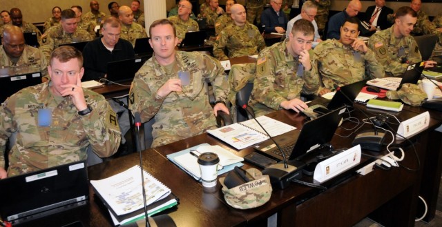 The standing up of its Current Operations Information Center will enable First Army to have more space for regular events such as this Training Support and Synchronization Working Group, while simultaneously conducting a LSMO or emergency response. 