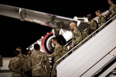 U.S. Army Soldiers assigned to 101st Airborne Division (Air Assault) arrive in Mihail Kogalniceanu, Romania, June 28, 2022. 101st units will support V Corps&#39; mission to reinforce NATO&#39;s eastern flank and engage in multinational exercises with partners across the European continent to reassure allies and deter further Russian aggression. 