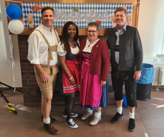 Jutta Williams (second from right) celebrates Oktoberfest with her colleagues from IMCOM-Europe G4. Williams will retire this year after more than 40 years working in Housing in Giesen, Heidelberg and Sembach, Germany.
