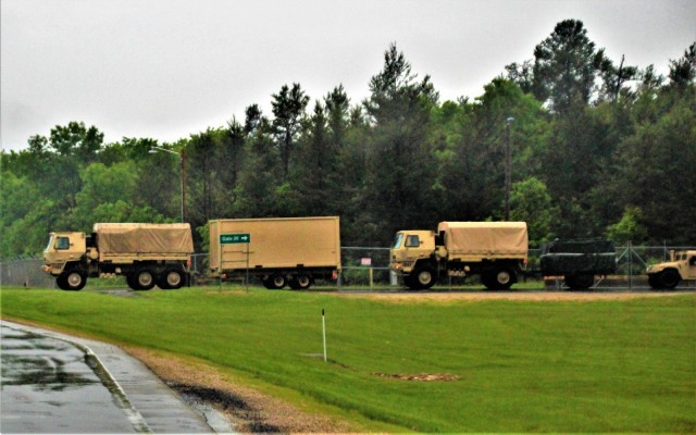Rainy day convoy at Fort McCoy