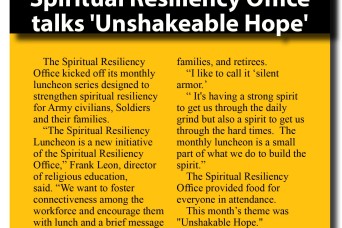 Spiritual Resiliency Office talks unshakeable hope