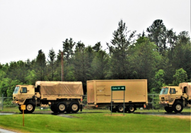 Rainy day convoy at Fort McCoy