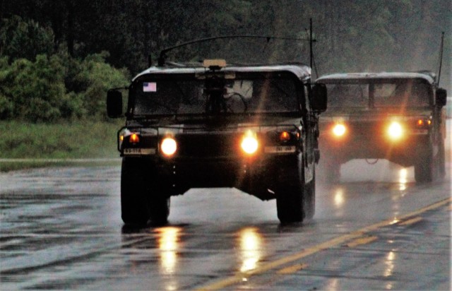 Rainy day convoy at Fort McCoy
