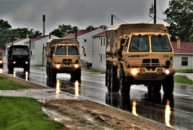 Rainy day convoy at Fort McCoy