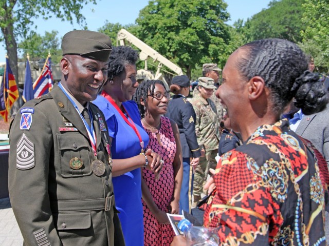 CSM Jerry Charles and family in receiving line