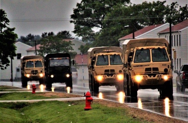 Rainy day convoy at Fort McCoy