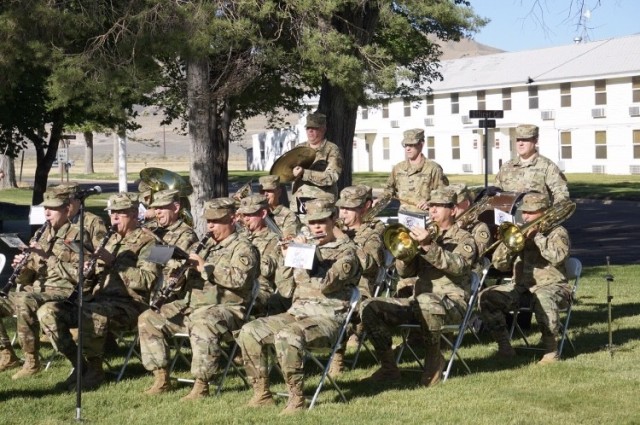 The Utah National Guard 23rd Army Band performing the National Anthem at the Change of Command Ceremony. 
