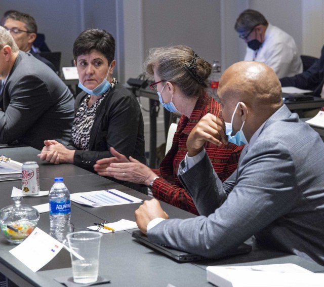 The U.S. Army Security Assistance Command (USASAC) Deputy to the Commanding General, Dr. Myra Gray, visits with Col. Irena Zovak of the Croatian Ministry of Defense during a Program Management Review (PMR) in Huntsville, Alabama July 13, 2022. The...