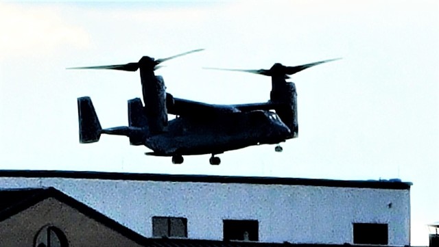 Marine Corps MV-22 Osprey aircraft, crews conduct training at Fort McCoy