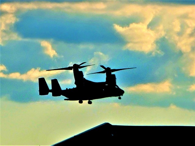 Marine Corps MV-22 Osprey aircraft, crews conduct training at Fort McCoy