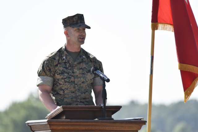 After taking command of Fort Leonard Wood’s Marine Corps Detachment July 22 on Gammon Field, Col. Scottie Redden said he was “quite impressed with the quality of the Marines, the passion of the leadership, the pride and the work ethic of all associated with the Marines of the Ozarks.”