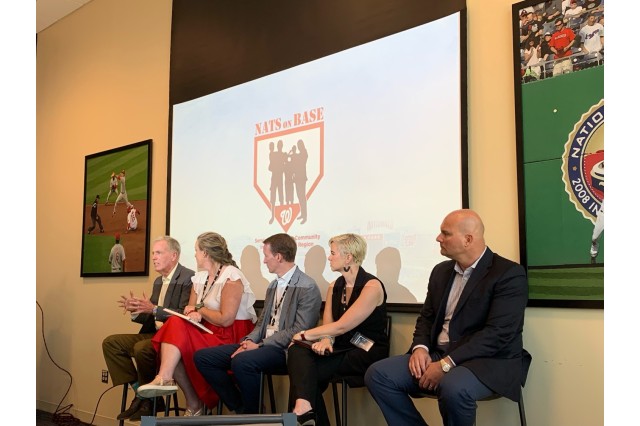 The Washington National’s Executive Leadership Panel speaks to Joint Task Force-National Capital Region/U.S. Army Military District of Washington staff about team performance, developing and training employees, and the similarities between a baseball team and military units. 

