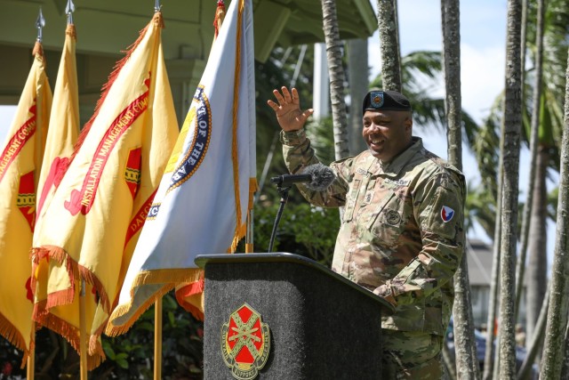 Command Sgt. Maj. Jason R. Copeland bids aloha to the Pacific