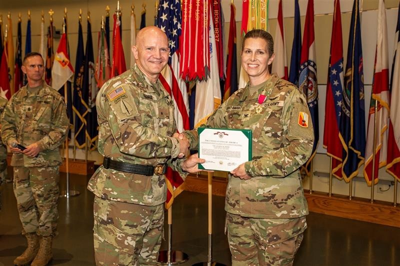 Colonel Darcy SaintAmant relinquishes command to Colonel Julia Donley