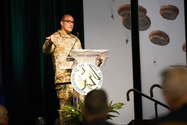 Gen. Andrew Poppas, FORSCOM Commanding General, provides opening keynote remarks at the Inaugural AUSA Warfighter Expo and Summit at the Fayetteville, NC, Crown Complex, July 27.  The theme of the two-day summit is “America’s Response Force: Ready Today, Ready Tomorrow.”
