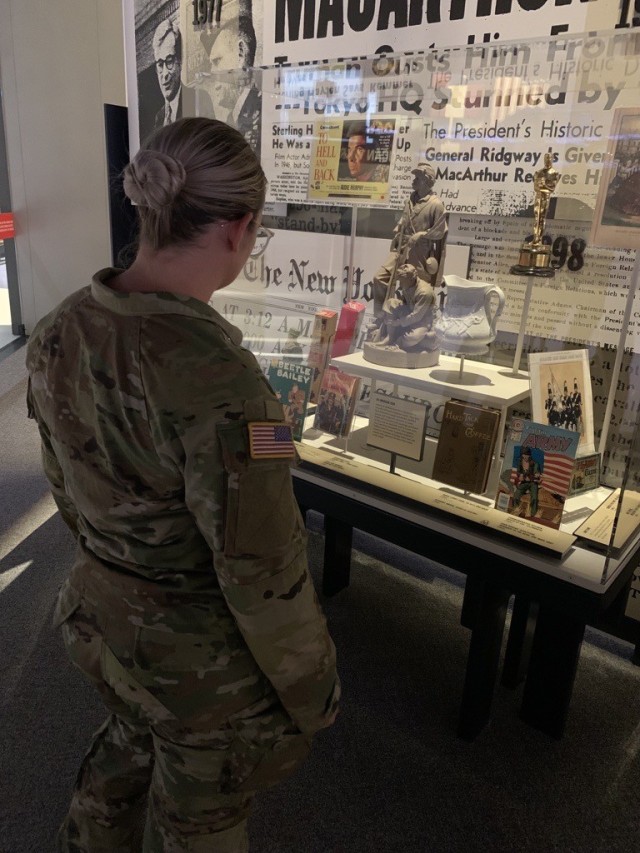 Capt. Alexis Markeson, military justice advisor within the Joint Task Force-National Capital Region and U.S Army Military District Staff Judge Advocate Office, tours the National Museum of the United States Army, Fort Belvoir, Virginia, July 15, 2022.