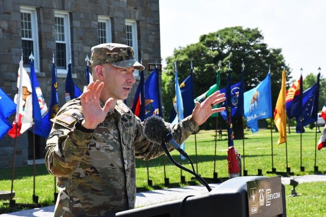 Command Sgt. Maj. Bryan D. Barker assumed responsibility as the DEVCOM command sergeant major on June 18, 2021 at a ceremony in front of the DEVCOM headquarters. 