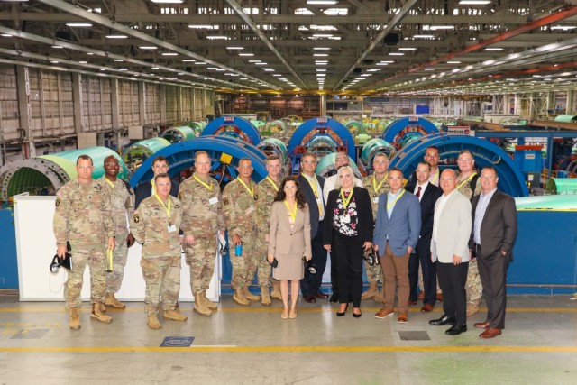 U.S. Army and aviation leaders from academia and industry toured Spirit Aerosystems July 29, 2022, during an event kicking off a partnership between the U.S. Army and the National Institute for Aviation Research in Wichita, Kansas.