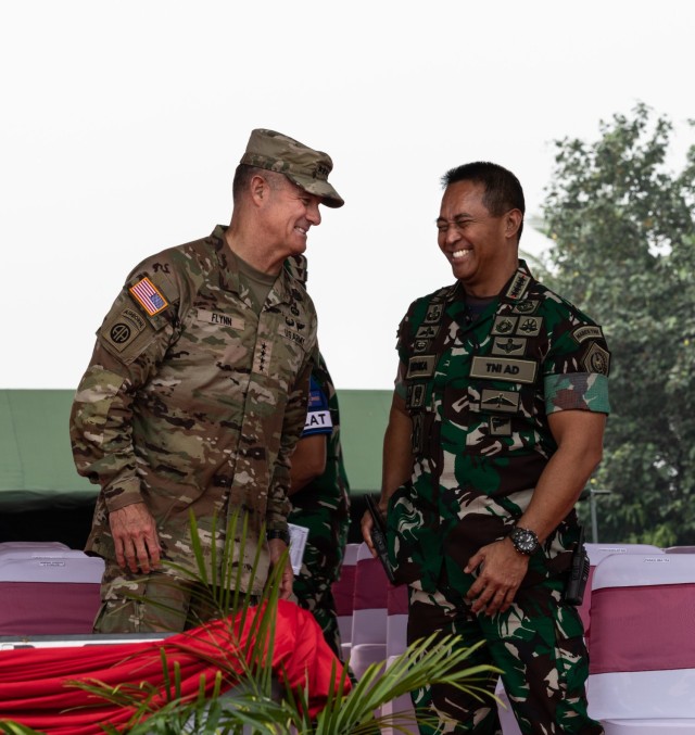 U.S. Army, Tentara Nasional Indonesia, and Japan Ground Self-Defense Force paratroopers conduct trilateral airborne operations in support of Super Garuda Shield, Baturaja, Indonesia, on Aug. 3, 2022. Super Garuda Shield, a part of Operation Pathways and a longstanding annual, bilateral military exercise conducted between the U.S. military and Indonesia National Armed Forces, reinforces the U.S. commitments to our allies, and regional partners, joint readiness, and the interoperability to fight and win together. (U.S. Army photo by Sgt. Nicholle Salvatierra, 201st TPASE)
