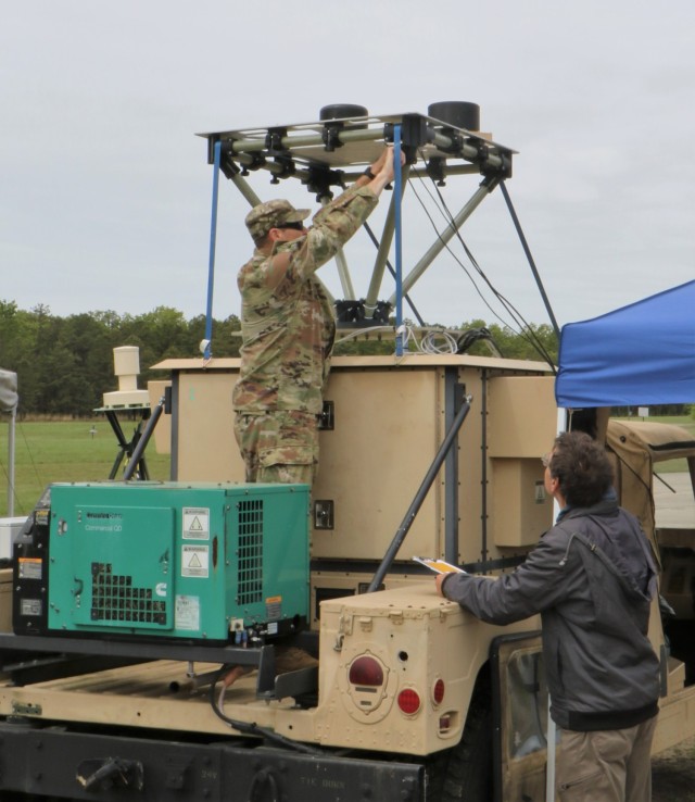 During Network Modernization Experimentation 22,  Army researchers tested the Dismounted Distributed Tactical Beamforming System program that provides more secure, smaller and lighter radios for tomorrow’s Soldiers at Joint Base McGuire-Dix-Lakehurst, N.J., May 31, 2022. 