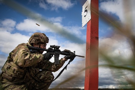 Soldiers assigned to the 4th Infantry Division conduct weapons qualifications in Pabrade, Lithuania, July 13, 2022. The soldiers are working alongside NATO allies and regional security partners in Europe.