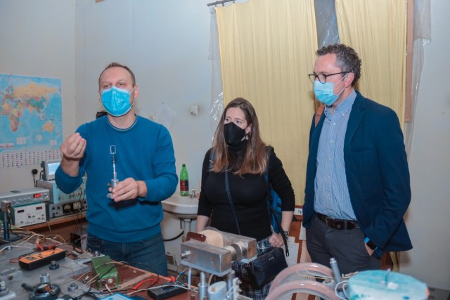 Dr. Kelly Risko, science advisor for aviation and missile technologies for DEVCOM Atlantic, attends a demonstration at the Physical Research of National Academy of Sciences of Armenia in Ashtarak, Armenia. 